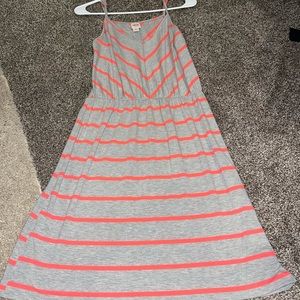 Orange and grey striped dress